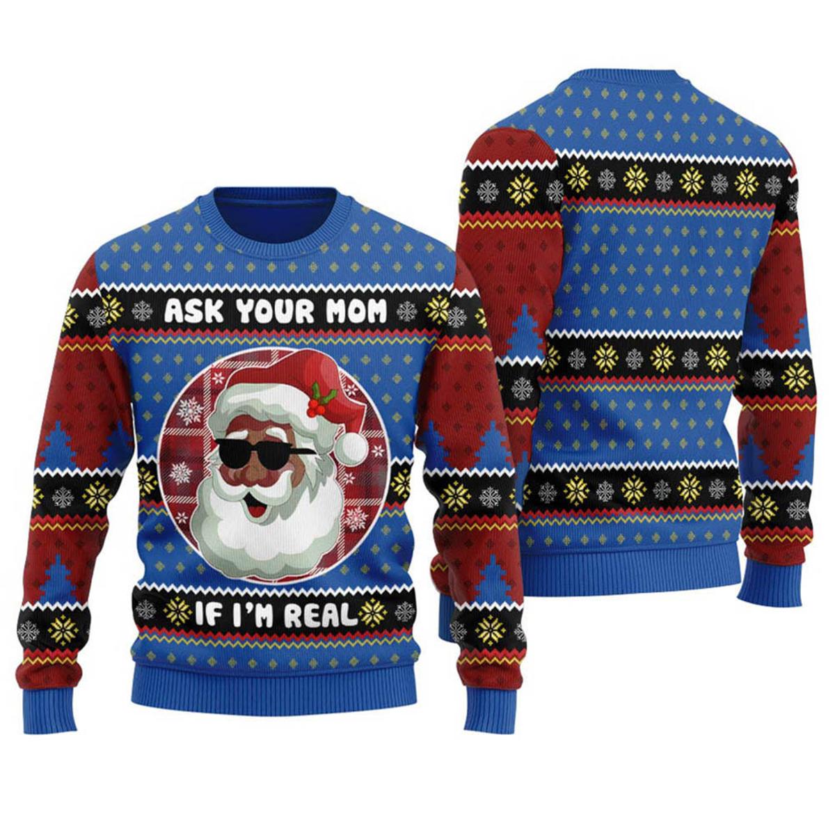 African American Santa Ugly Xmas Sweater