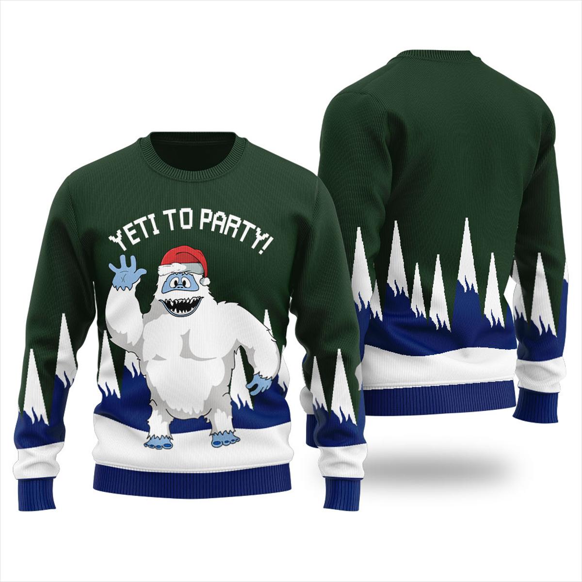 Funny Yeti To Party Ugly Christmas Sweater