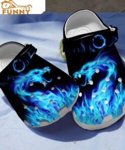 Flaming Blue Dragon Crocs Clog Shoes