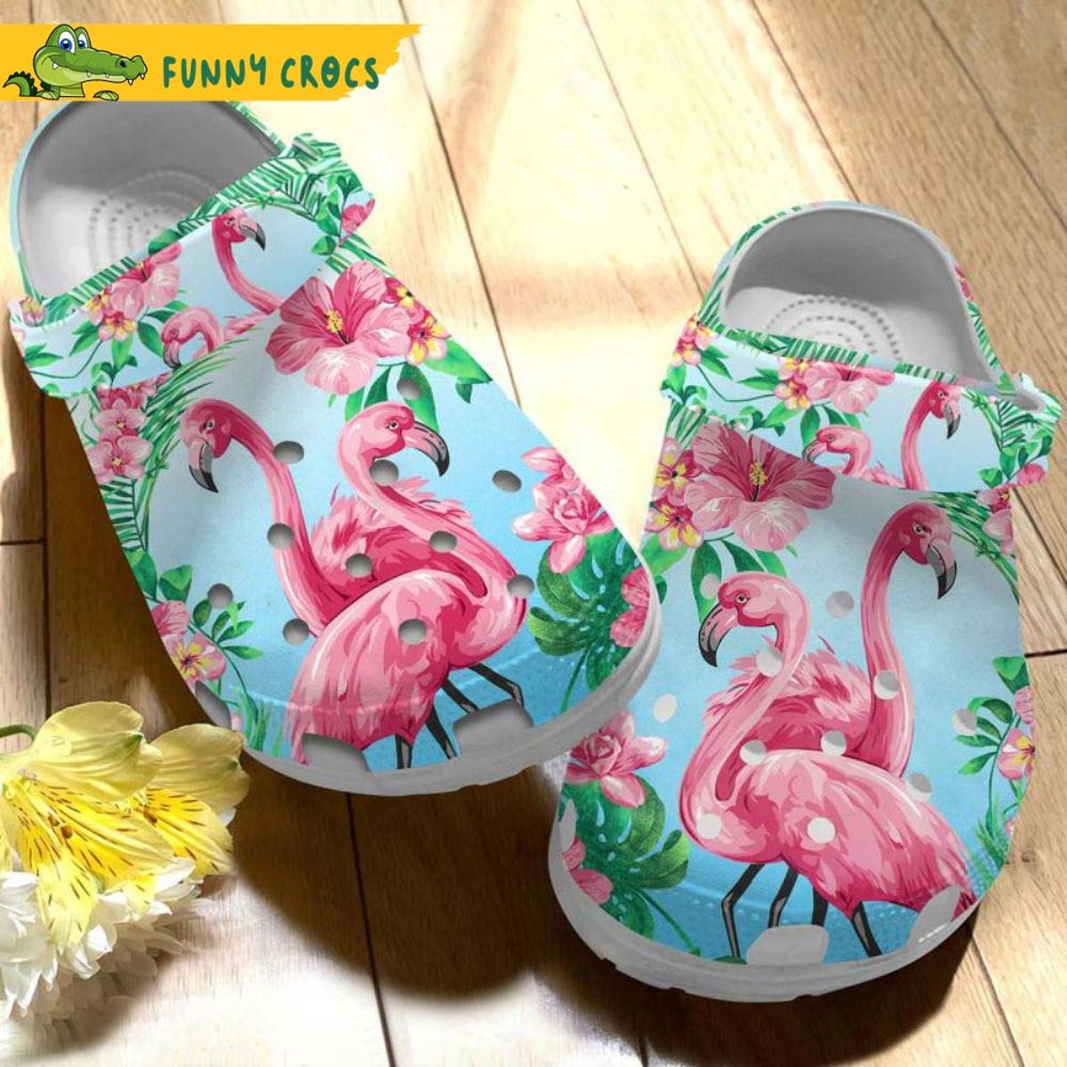 Flamingo Couple Pink Hibiscus Flower Birthday Crocs Clog Shoes