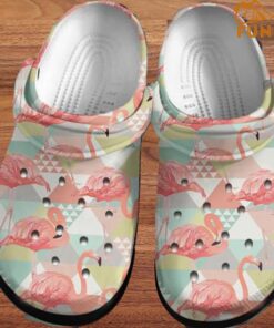 Flamingo Geometric Pattern Crocs Slippers