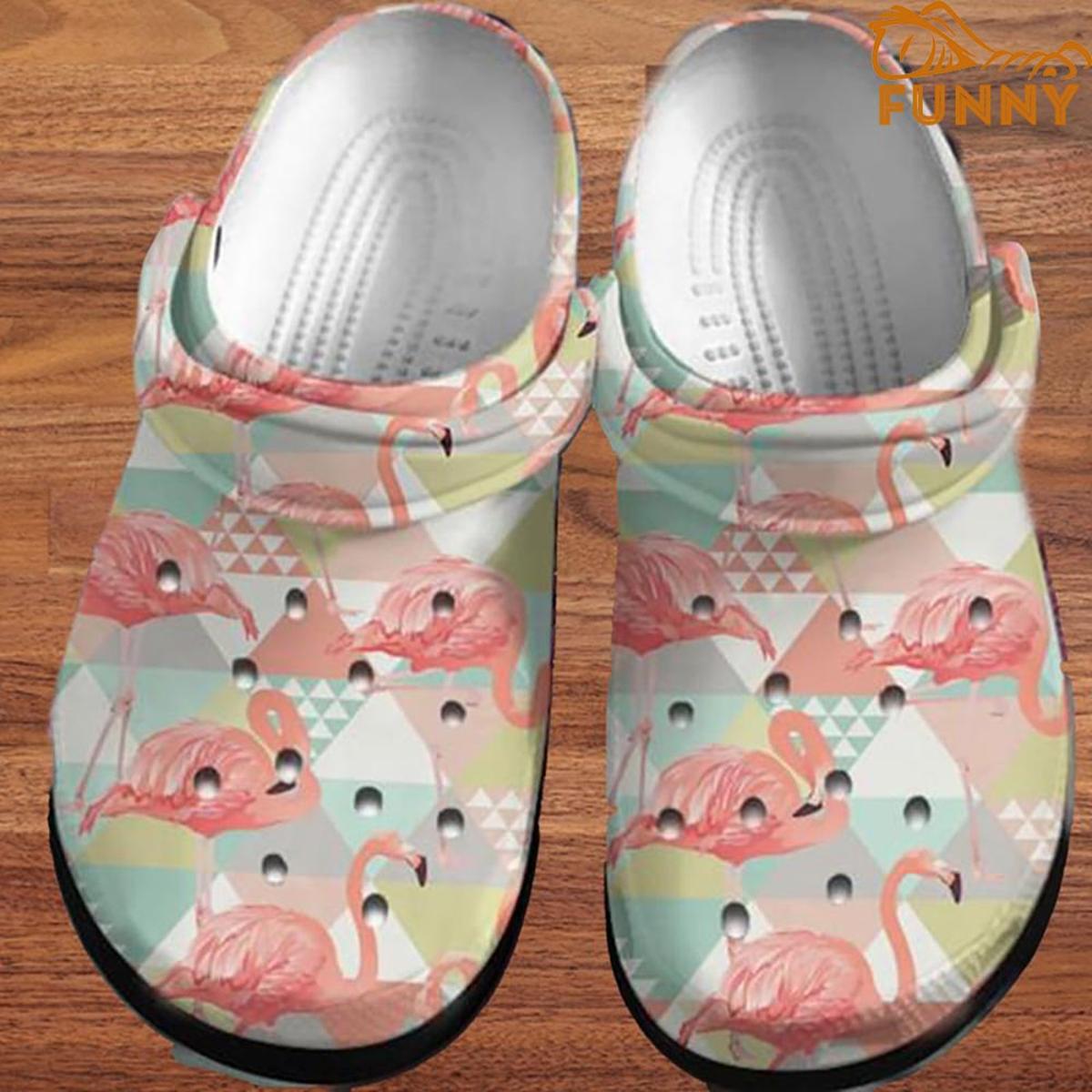 Flamingo Geometric Pattern Crocs Slippers