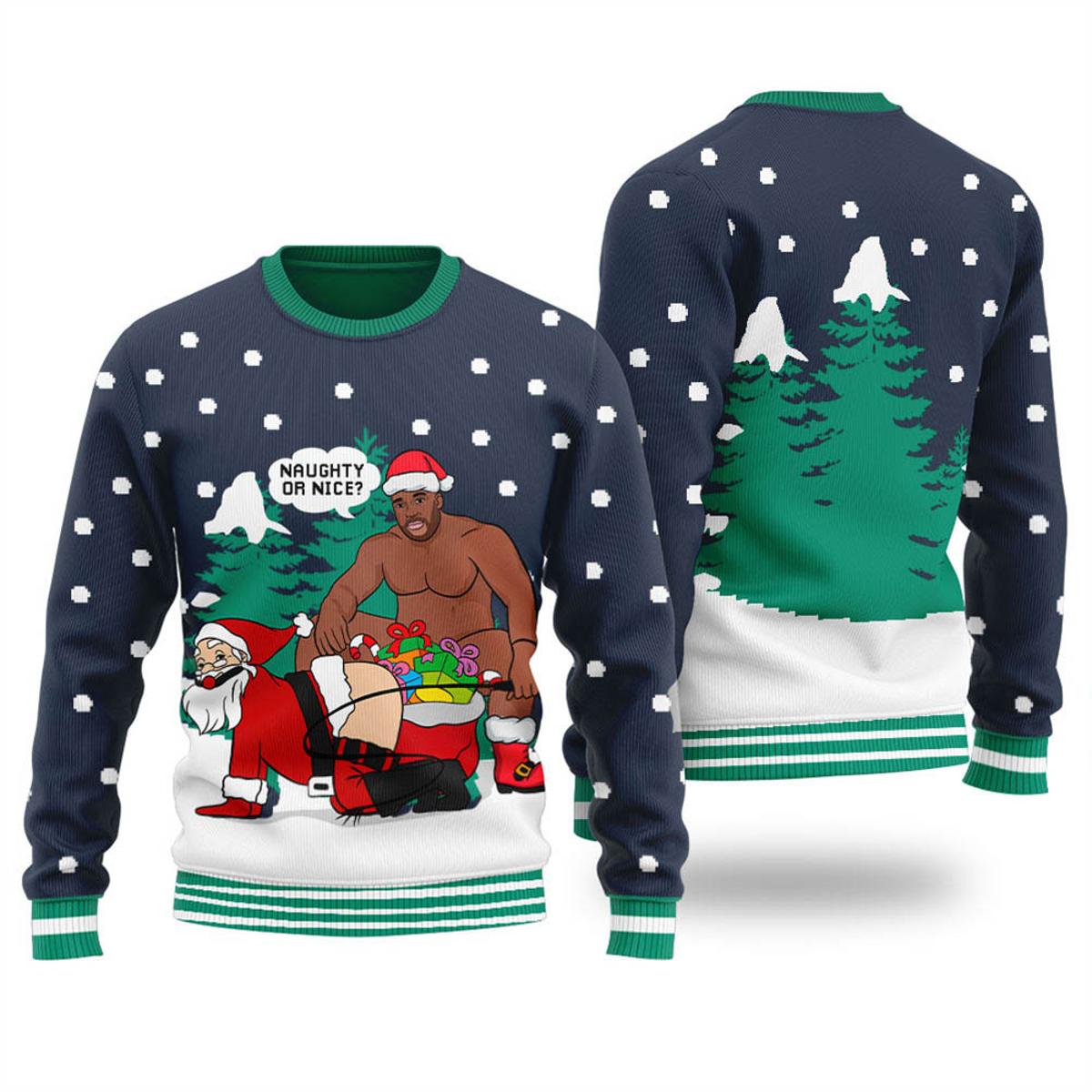 Naughty Santa Barry Wood Ugliest Sweaters For Christmas