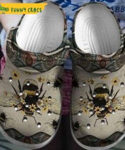 Funny Skull Hippie Floral Crocs Clog Shoes