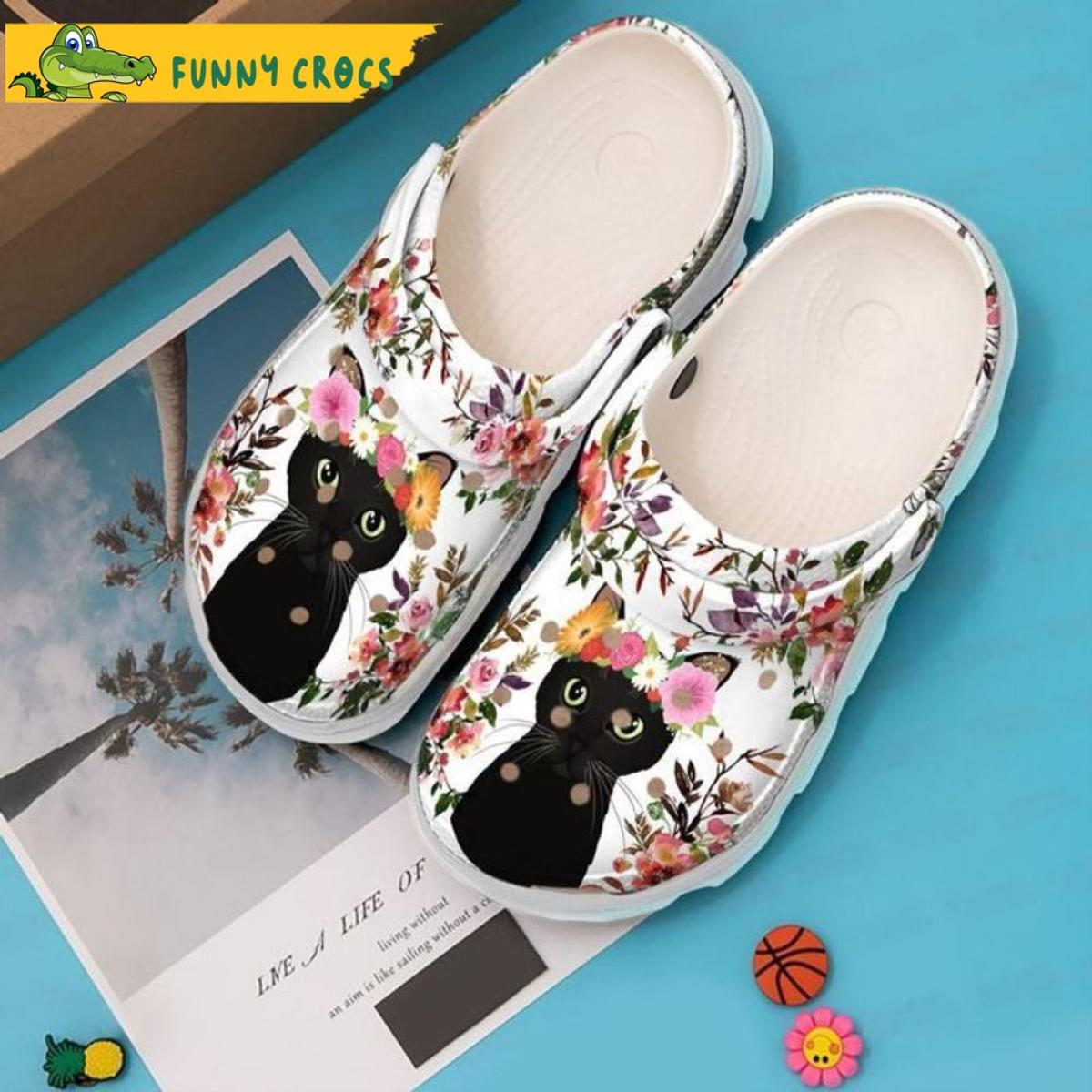 Cute Black Cat Pattern Crocs Shoes