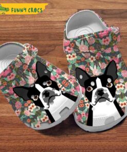 Floral Boston Terriers Dog Crocs Shoes