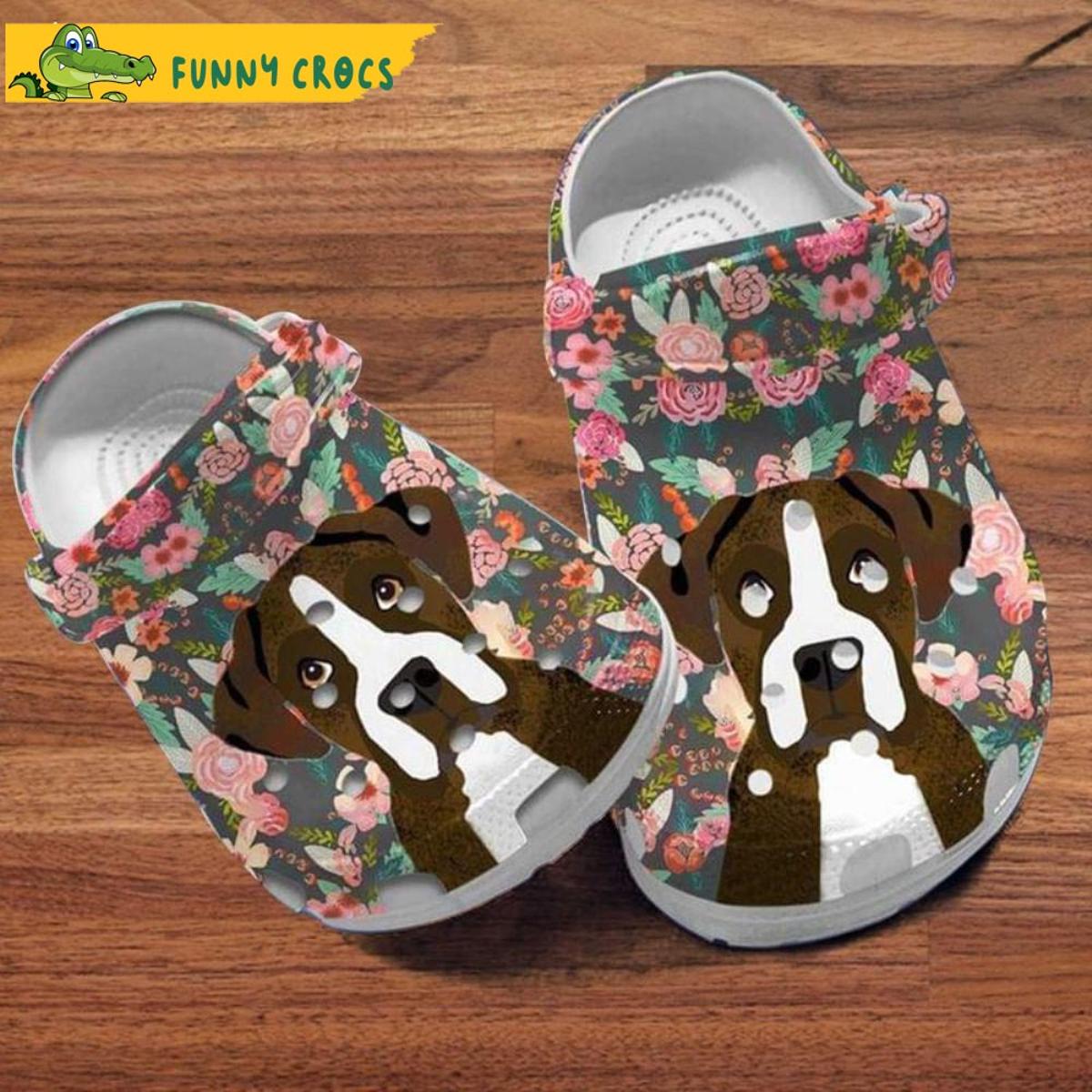 Floral Boxer Dog Crocs Sandals