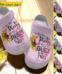 Floral Breast Cancer Awareness Gift For Fighter Sunflower Crocs Shoes