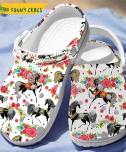 Floral Horses Pattern Crocs Slippers