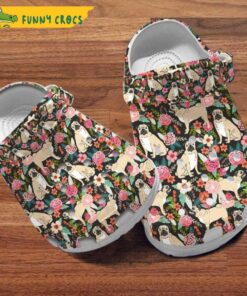 Floral Pug Flower Dog Mom Crocs Slippers