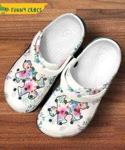 Floral Puzzle Piece Autism Crocs Clog