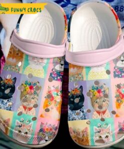 Flowers Cat Crocs Clog Shoes