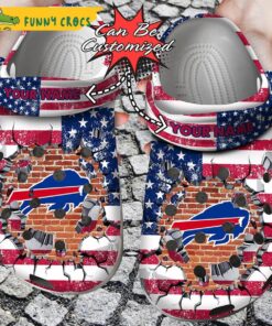 Football Personalized Bills American Flag Breaking Wall Nfl Crocs Sandals