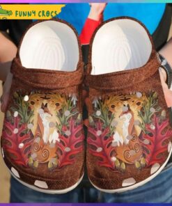 Fox Floral Crocs Slippers