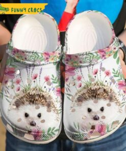 Funny Adorable Hedgehog Floral Crocs Shoes