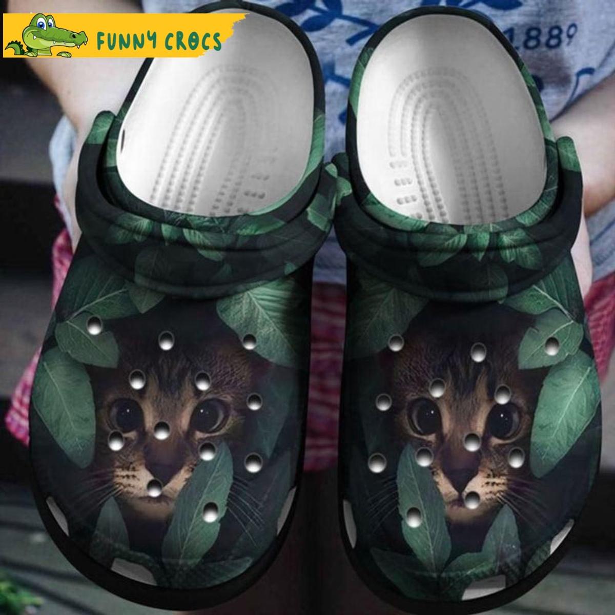 Funny Black Cat Flower Pattern Crocs Shoes