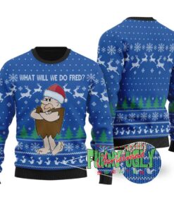 Funny Barney Fred Flintstone Ugly Christmas Sweater