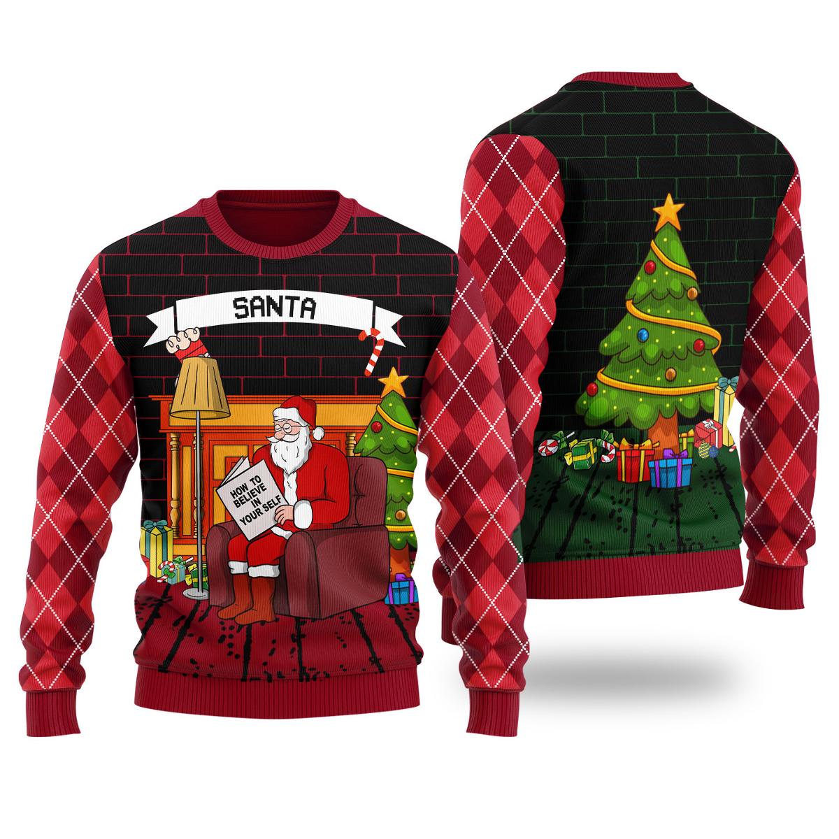 Funny Santa Car Rentals Christmas Sweater Cardinal