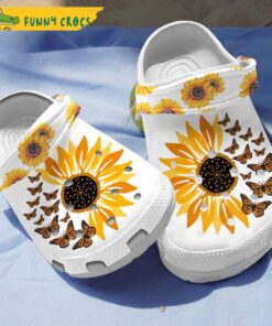 Funny Butterfly Sunflower Garden Crocs Sandals