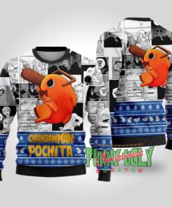 Funny Chainsaw Man Pochita Christmas Sweater