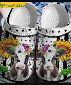 Funny Cow In The Us Sunflower Crocs Clog Shoes