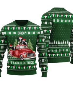 Funny Cow On A Car Christmas Sweater