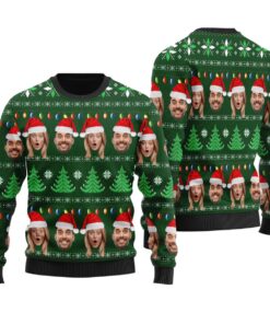 Funny Custom Christmas Sweater Couple Faces