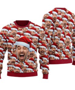 Funny Custom Multiple Faces Ugliest Sweaters For Christmas