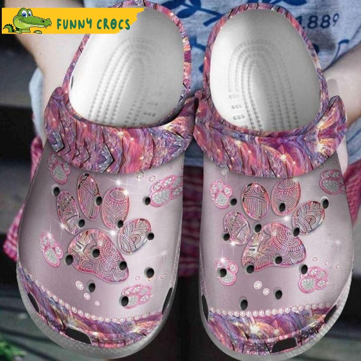 Funny Diamond Dog Paw Crocs Shoes
