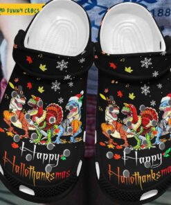 Funny Dinosaur Happy Hallothanksmas Crocs Clog Shoes