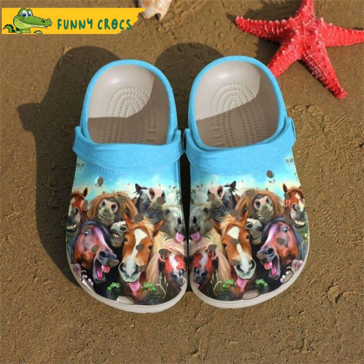 Floral Horses Pattern Crocs Slippers