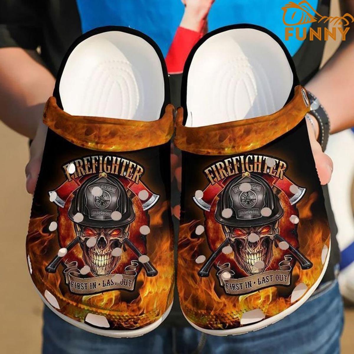 Funny Firefighter Skull Crocs Shoes