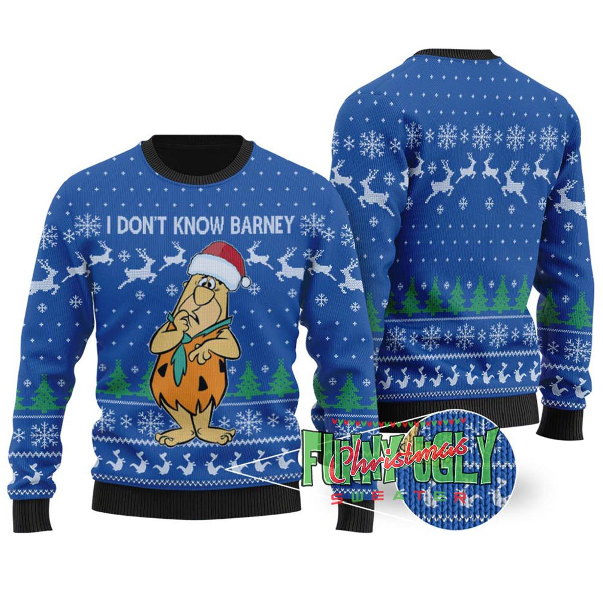 Funny Barney Fred Flintstone Ugly Christmas Sweater