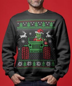 Funny Grinch Jeep Womens Ugly Christmas Sweaters