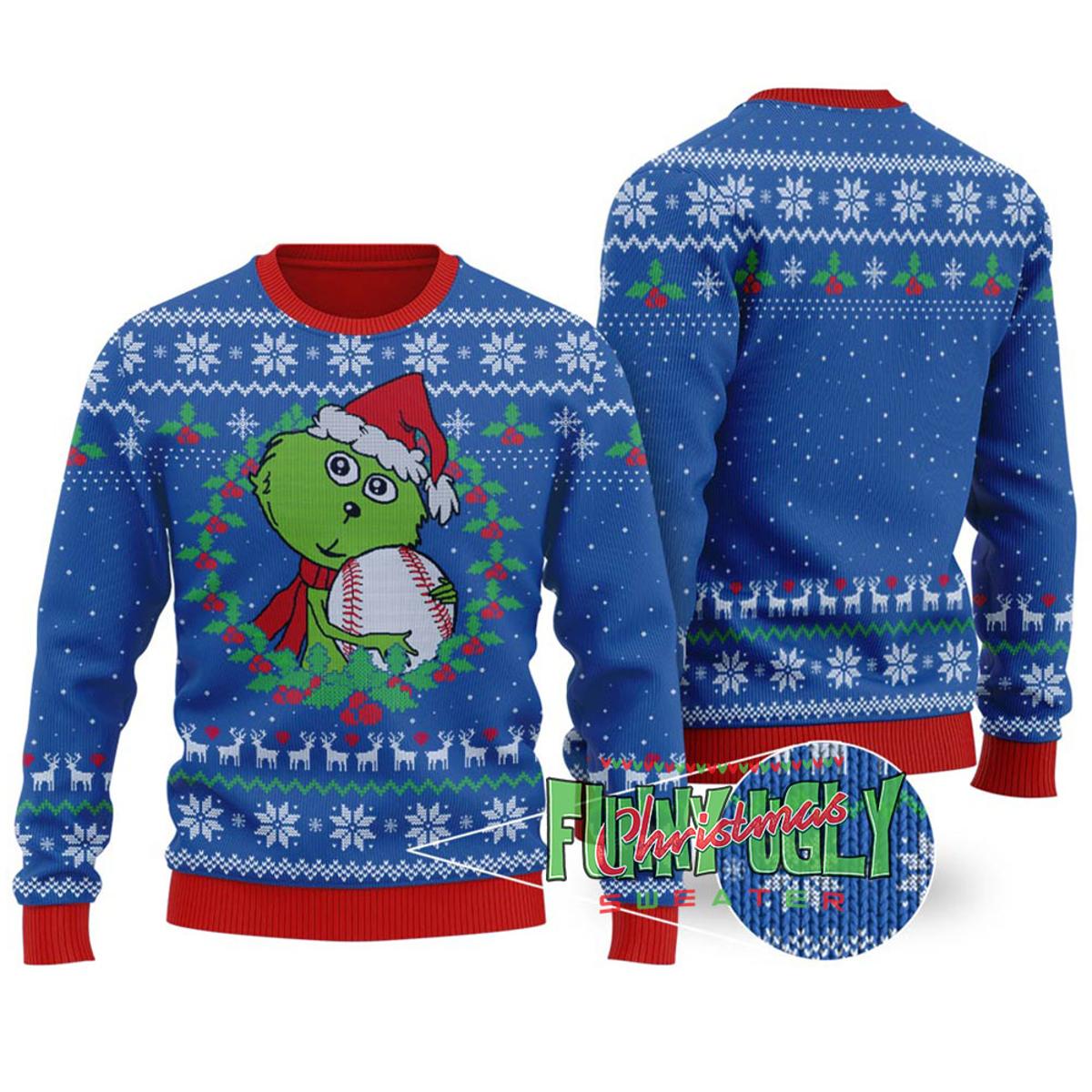 Funny Grinch Loves Hockey Christmas Sweater