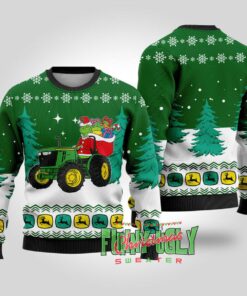 Funny Grinch Stealing John Deere Ugly Sweater