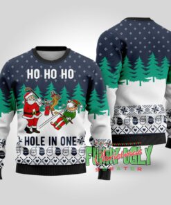 Funny Hole In One Santa Golf Christmas Sweater