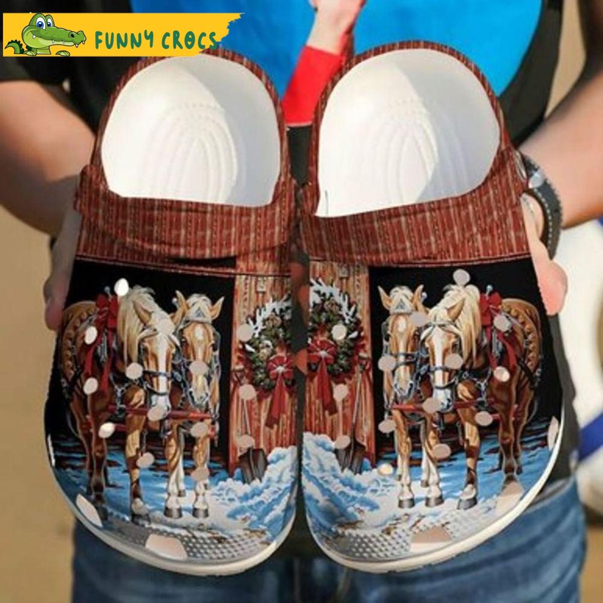 Floral Horses Pattern Crocs Slippers