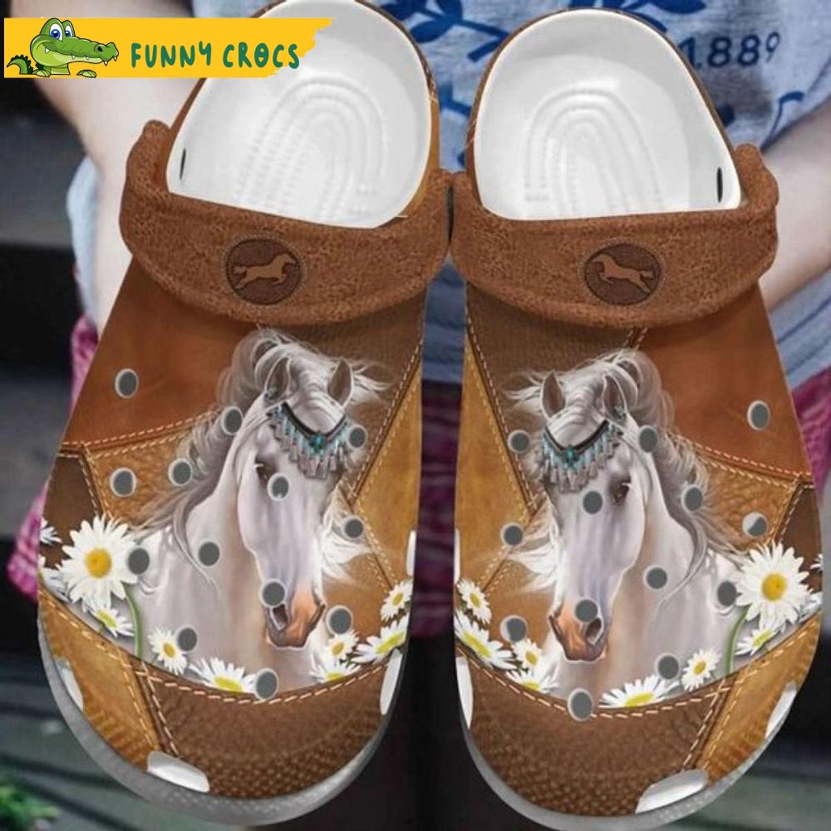 Funny Horse With Flower Crocs Slippers