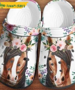 Funny Horse With Flower Crocs Slippers