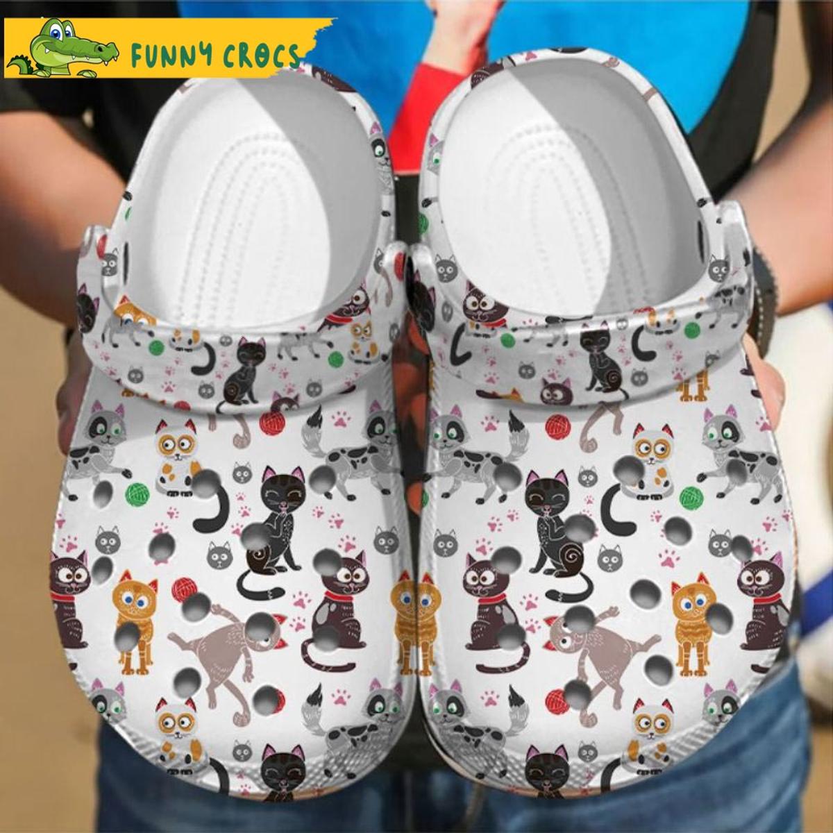 Funny Knit Happens Cat In Crocs Shoes