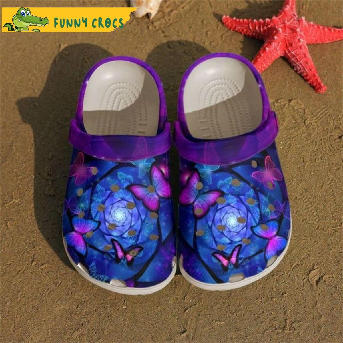 Funny Purple Butterfly Floral Crocs Slippers