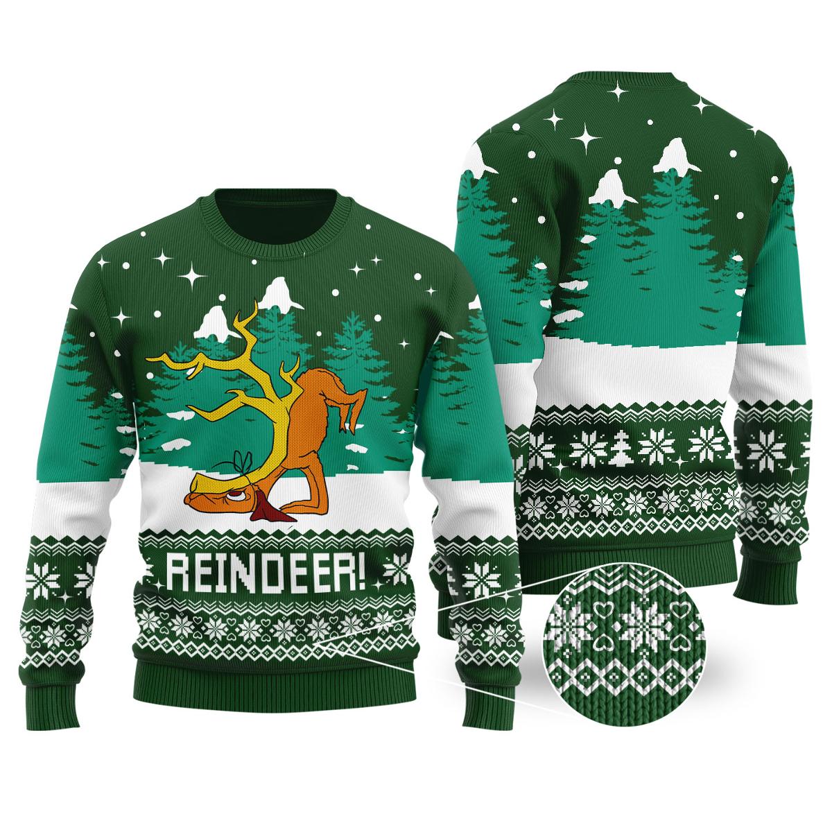 Max Reindeer Grinch Mens Ugly Christmas Sweater