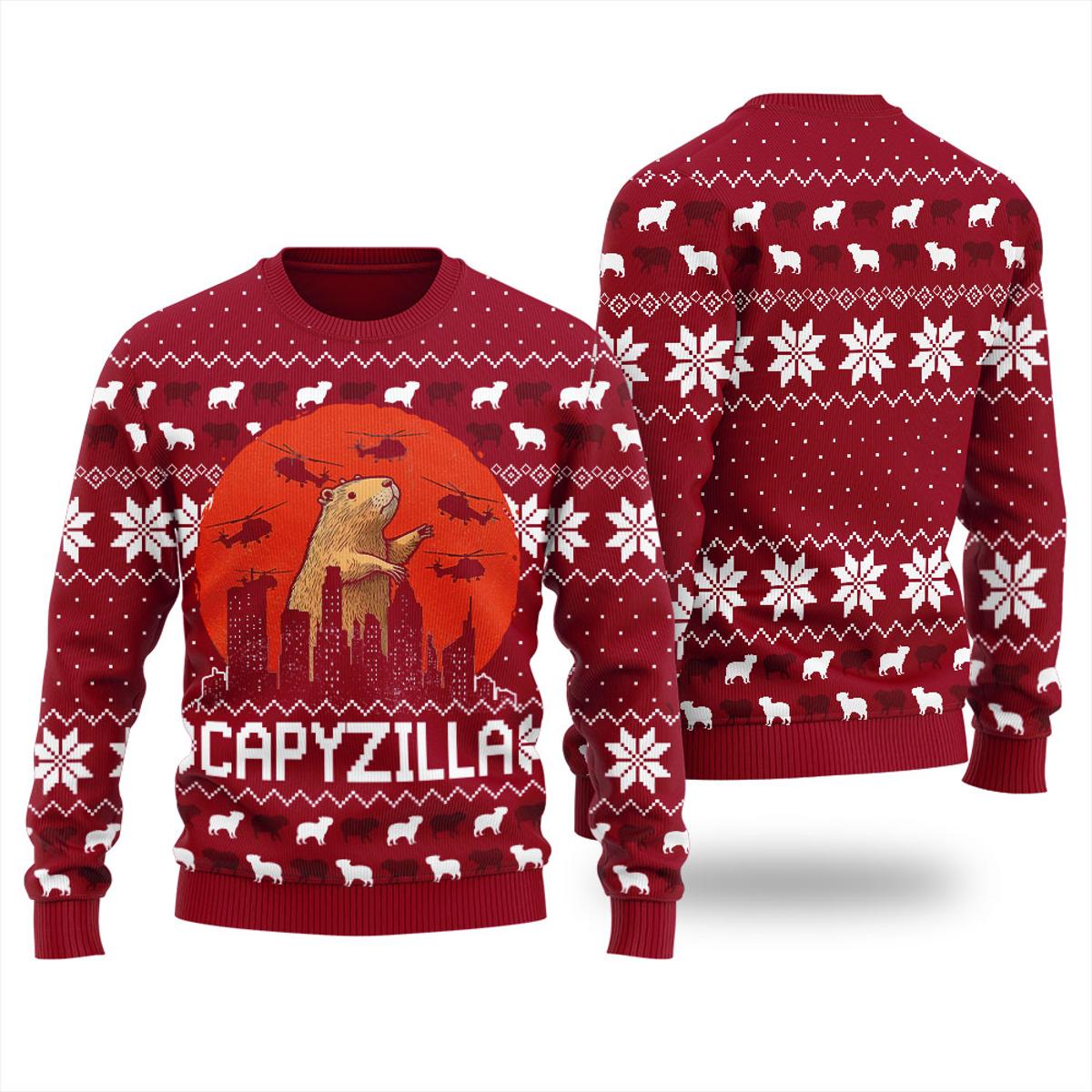 Funny Monster Capybara Christmas Christmas Sweater Womens