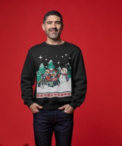 Funny Motorcycle Santa Ugly Xmas Sweaters