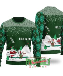 Funny North Pole Golfing Santa Ugly Christmas Sweater