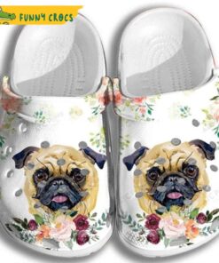 Funny Pug Puppy Rose Dog Crocs Slippers