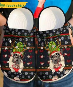 Funny Pug Reindeer Santa Dog Crocs Shoes