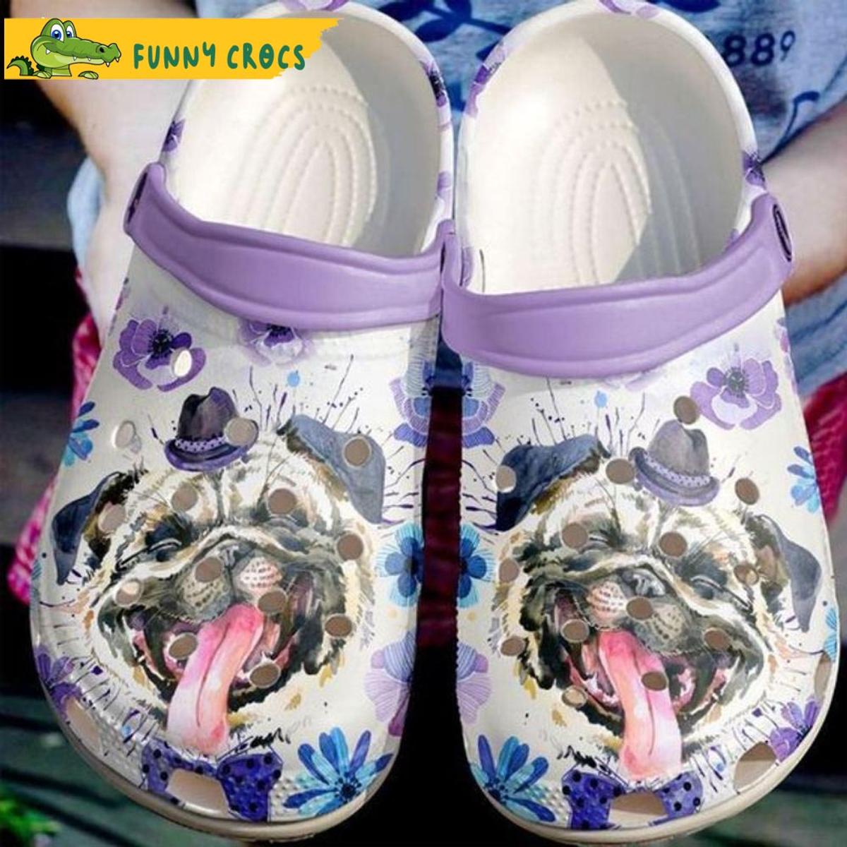 Floral Pug Flower Dog Mom Crocs Slippers