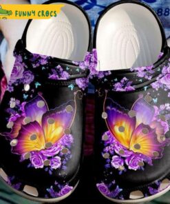 Funny Purple Butterfly Crocs Clog Shoes